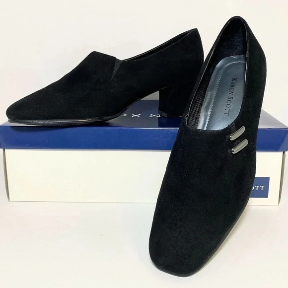 Karen Scott Riley Black Suede Heels Shoe size 6.5 - Picture 2 of 7